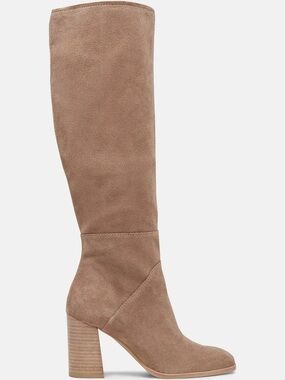Dolce Vita Knee-High Suede Block Heel Boots - Taupe